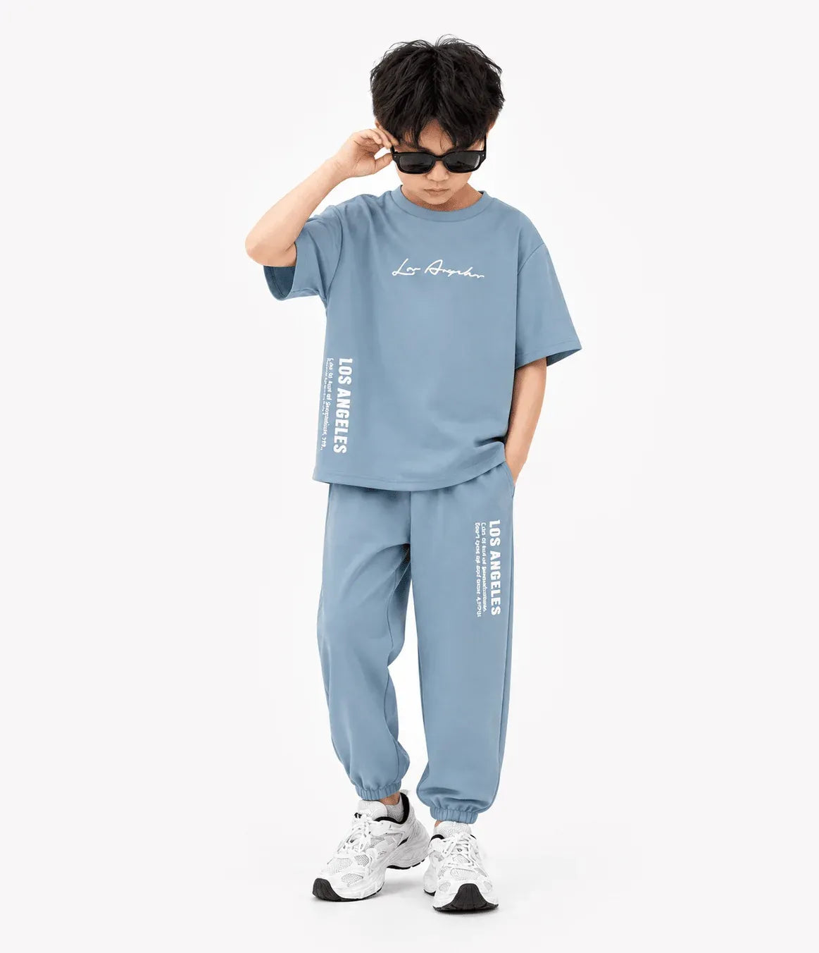 RAAB Kids "LOS ANGELES" Printed Drop Shoulder T-Shirt & Joggers Set (3 to 14 Years)