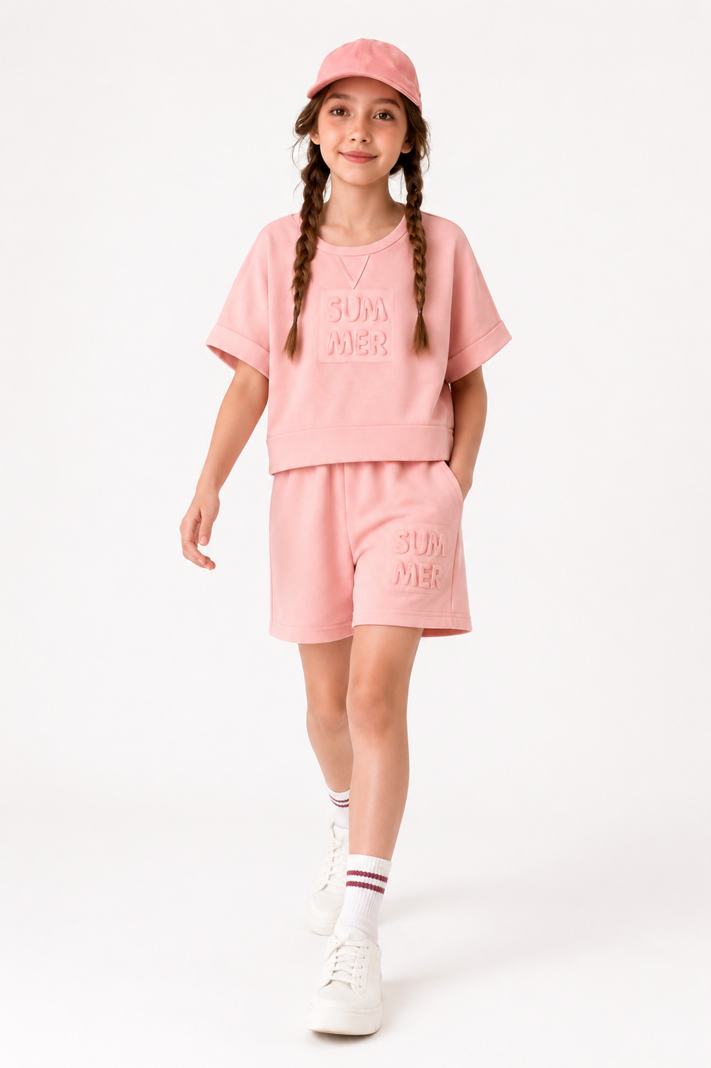 Girls Pink Summer Terry Co-Ord Set – Premium Soft Terry Fabric | New Arrival | 1-6 Years | RAAB