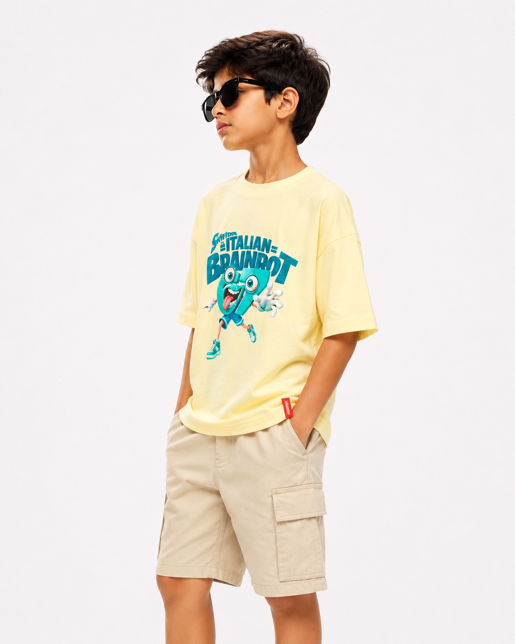 RAAB Kids Oversized Graphic T-Shirt for Boys – Premium Brainrot Printed Summer Tee (1–15 Years)
