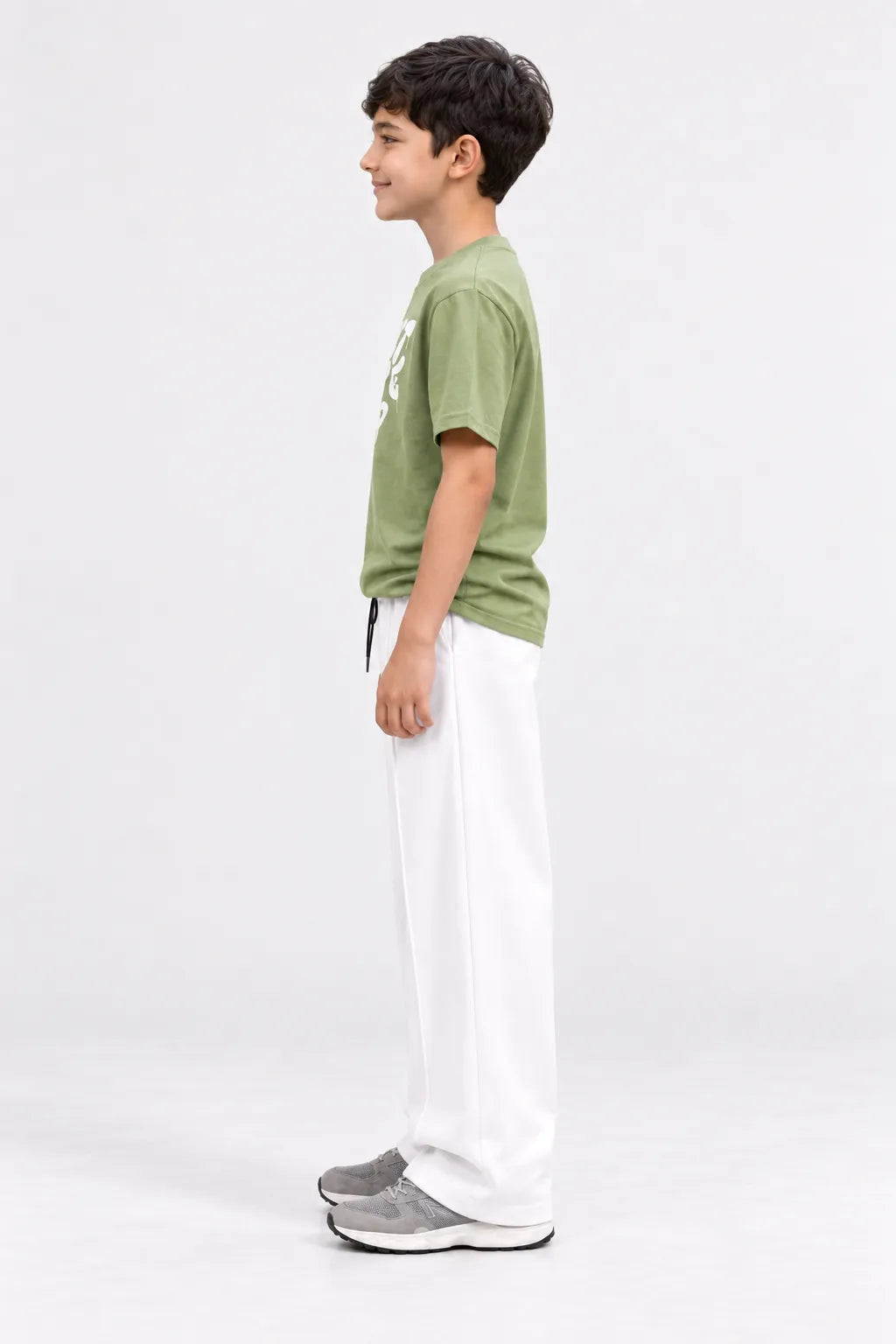 RAAB Kids Green Graphic T-Shirt & White Baggy Trouser Set | 4–14 Years