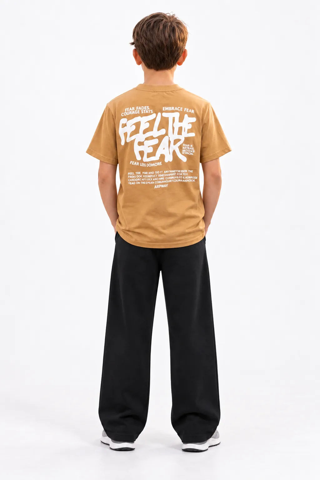 RAAB Kids Camel Graphic T-Shirt & Black Baggy Trouser Set | 4–14 Years