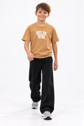 RAAB Kids Camel Graphic T-Shirt & Black Baggy Trouser Set | 4–14 Years