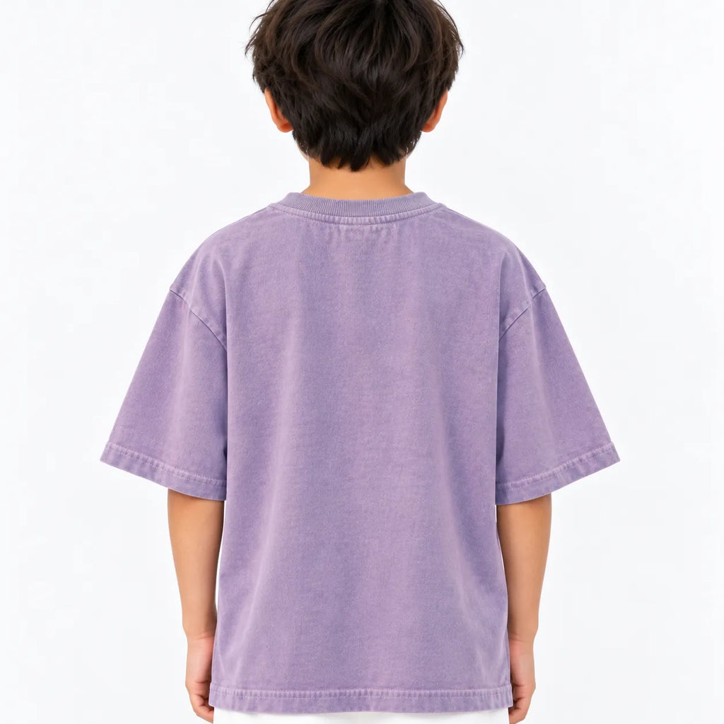 Kids Purple Acid Wash Drop Shoulder Boxy T-Shirt
