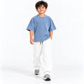 Kids Blue Acid Wash Boxy T-Shirt & White Baggy Trouser Set