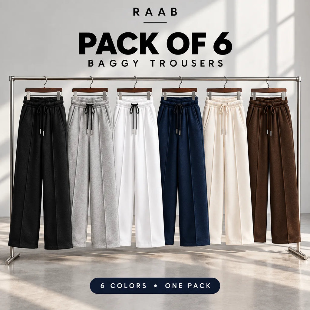 RAAB Pack of 6 Baggy Trousers for Boys & Girls | 6 Colors | Ages 3–19 Years