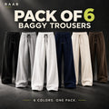 RAAB Pack of 6 Baggy Trousers for Boys & Girls | 6 Colors | Ages 3–19 Years