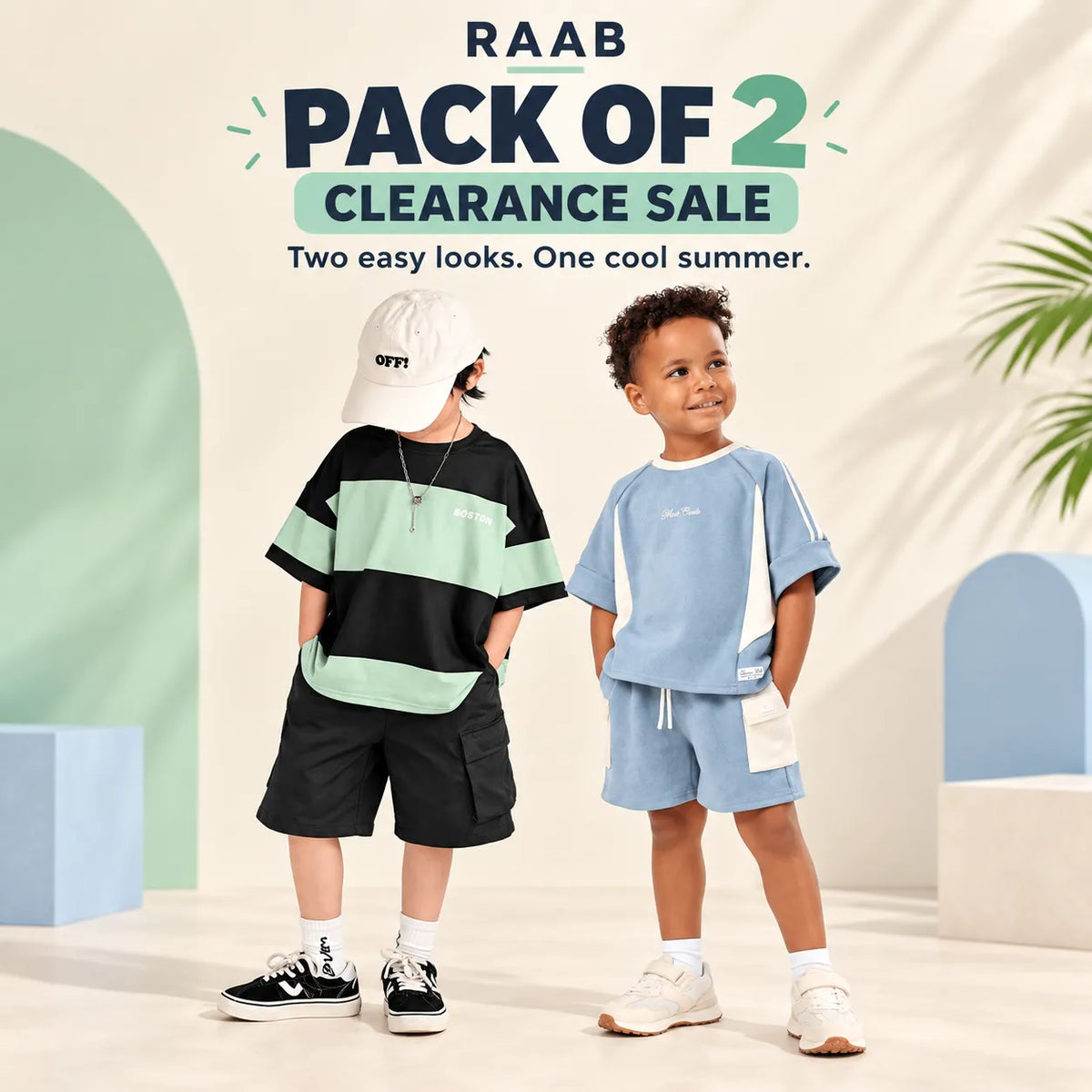RAAB Boys’ Pack of 2 Summer Co-ord Sets – Boston & The Club (1–11 Years)