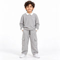 Urban Ease Kids Drop Shoulder T-Shirt & Baggy Cargo Trouser Co-Ord Set – Light Grey