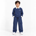 Urban Ease Kids Drop Shoulder T-Shirt & Baggy Cargo Trouser Co-Ord Set – Navy Blue