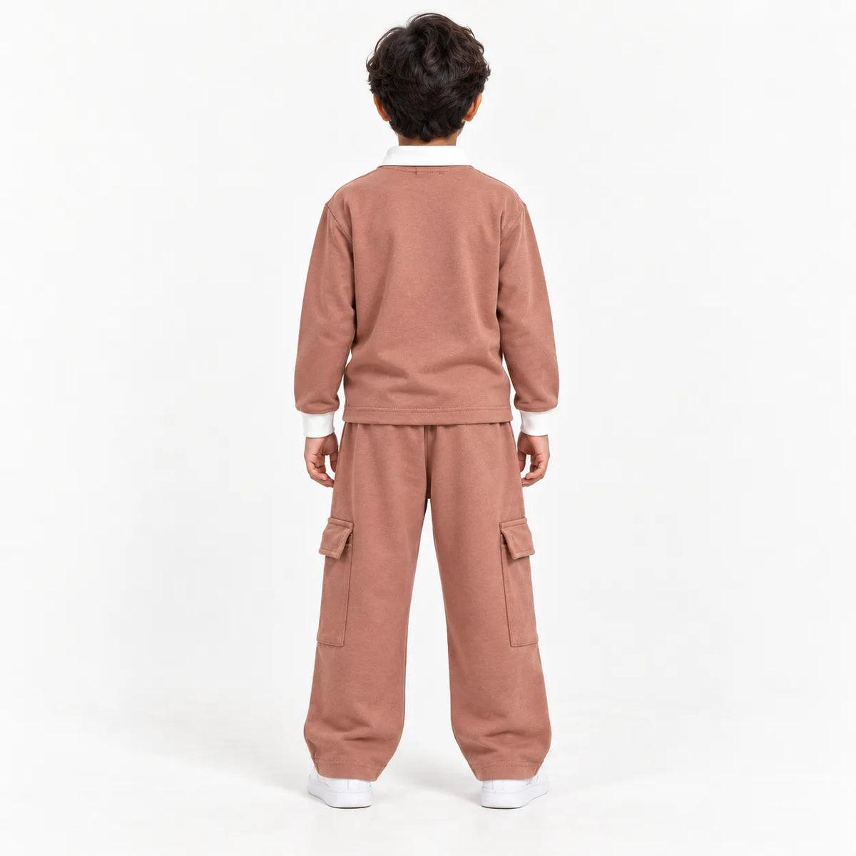 Urban Ease Kids Drop Shoulder T-Shirt & Baggy Cargo Trouser Co-Ord Set – Dusty Rose