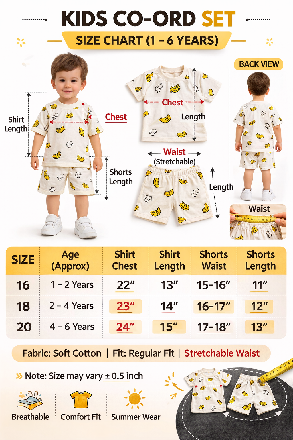 Kids Banana Print Summer Co-Ord Set – Soft Fine Jersey