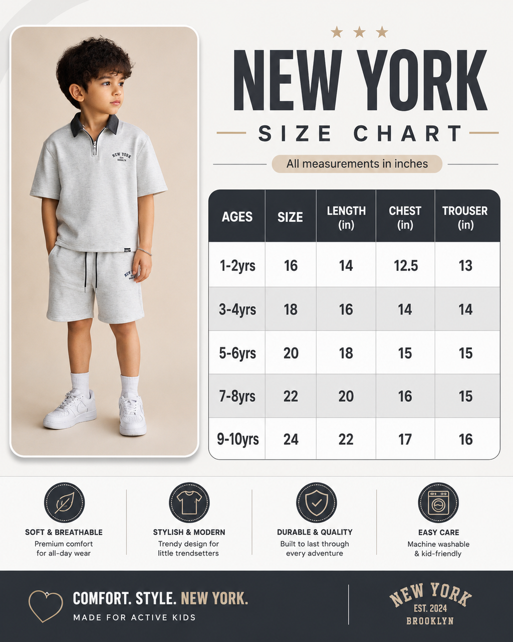Kids New York Printed Co-Ord Set (T-Shirt & Shorts) – Down Shoulder Style