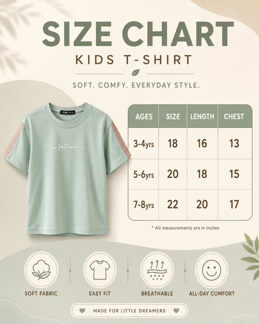 RAAB Future Soft Terry Summer T-Shirt for Kids – Premium Half Sleeves Casual Tee (1 to 8 Years)