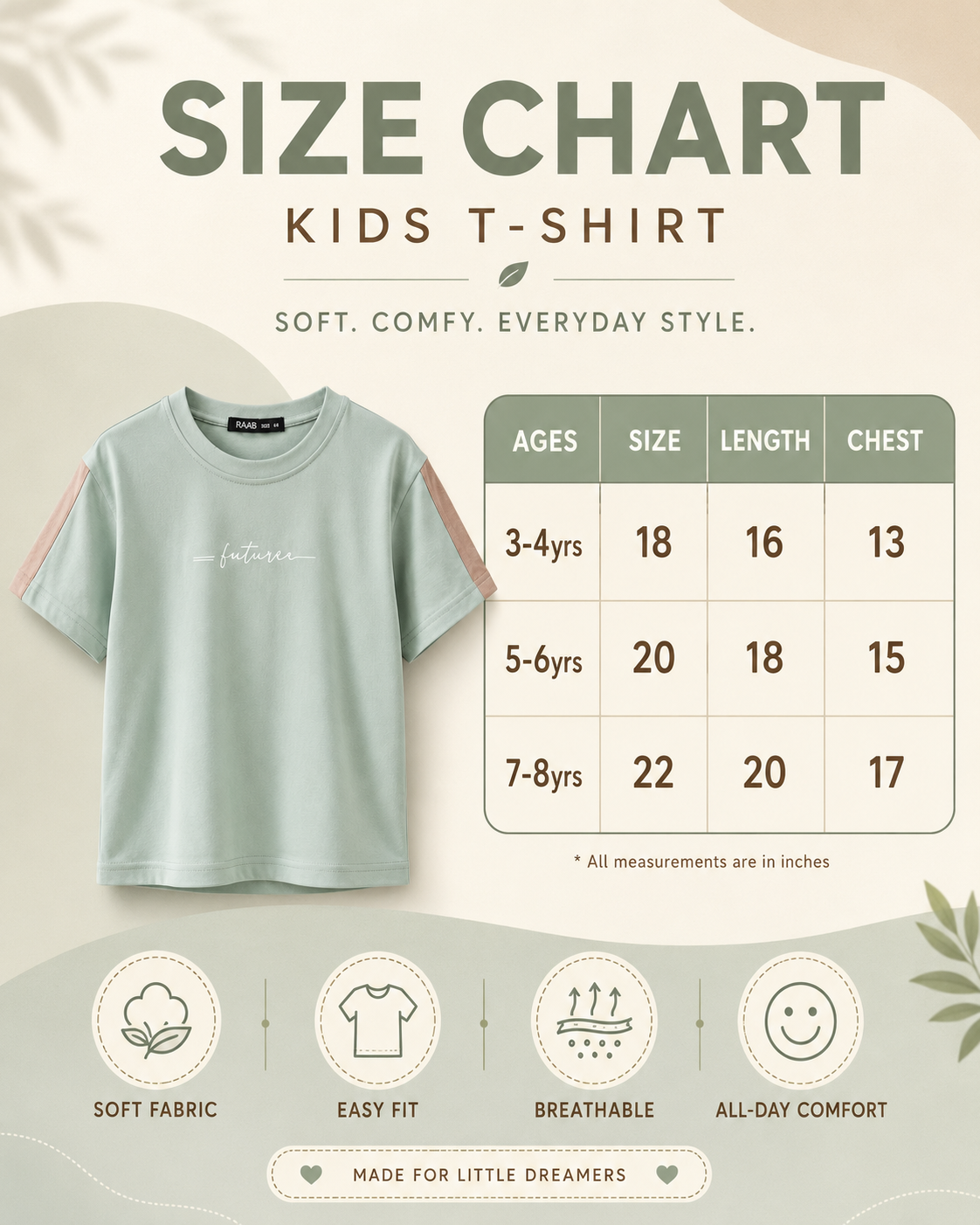 RAAB Future Soft Terry Summer T-Shirt for Kids – Premium Half Sleeves Casual Tee (1 to 8 Years)