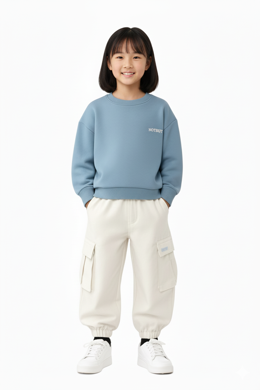 SUMWON Essential Boys Winter Co-Ord Set – Crewneck Sweatshirt & Cargo Jogger Pants Casual Streetwear Outfit