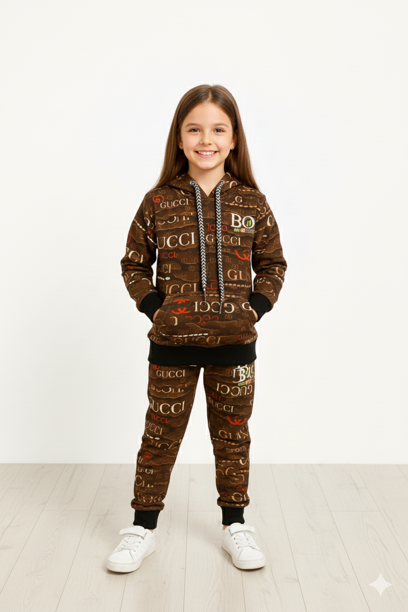 Gucci Brown Printed Winter Tracksuit (Kids)