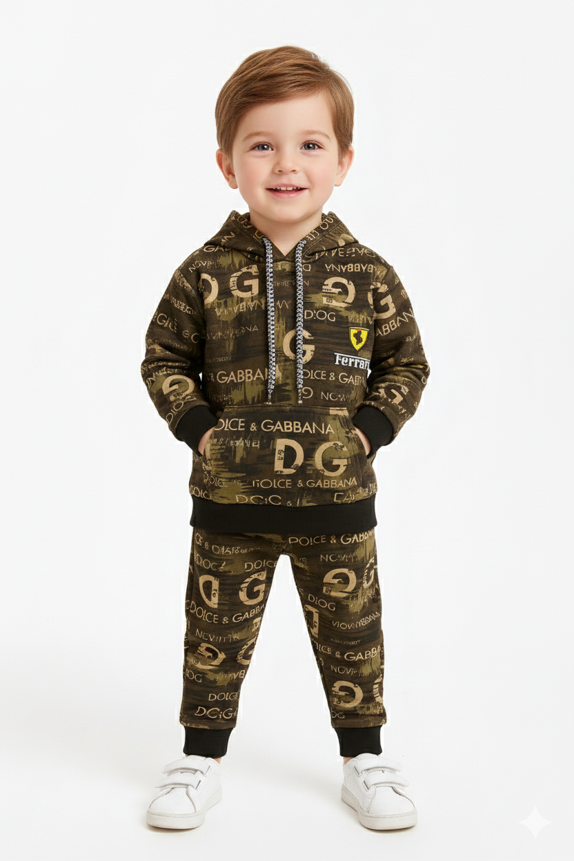 DG + Ferrari Brown Camo Winter Tracksuit (Kids)