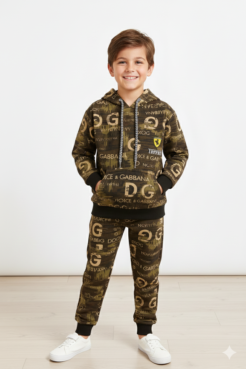 DG + Ferrari Brown Camo Winter Tracksuit (Kids)