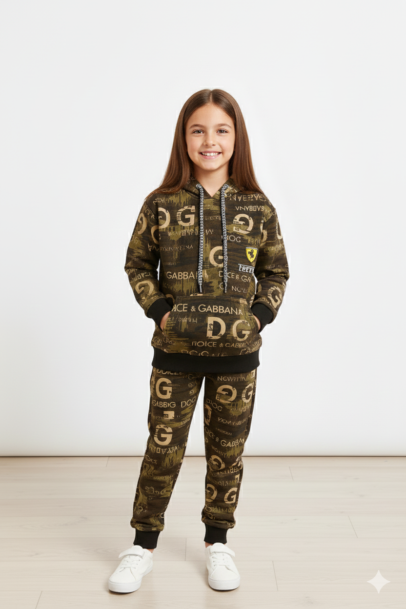 DG + Ferrari Brown Camo Winter Tracksuit (Kids)