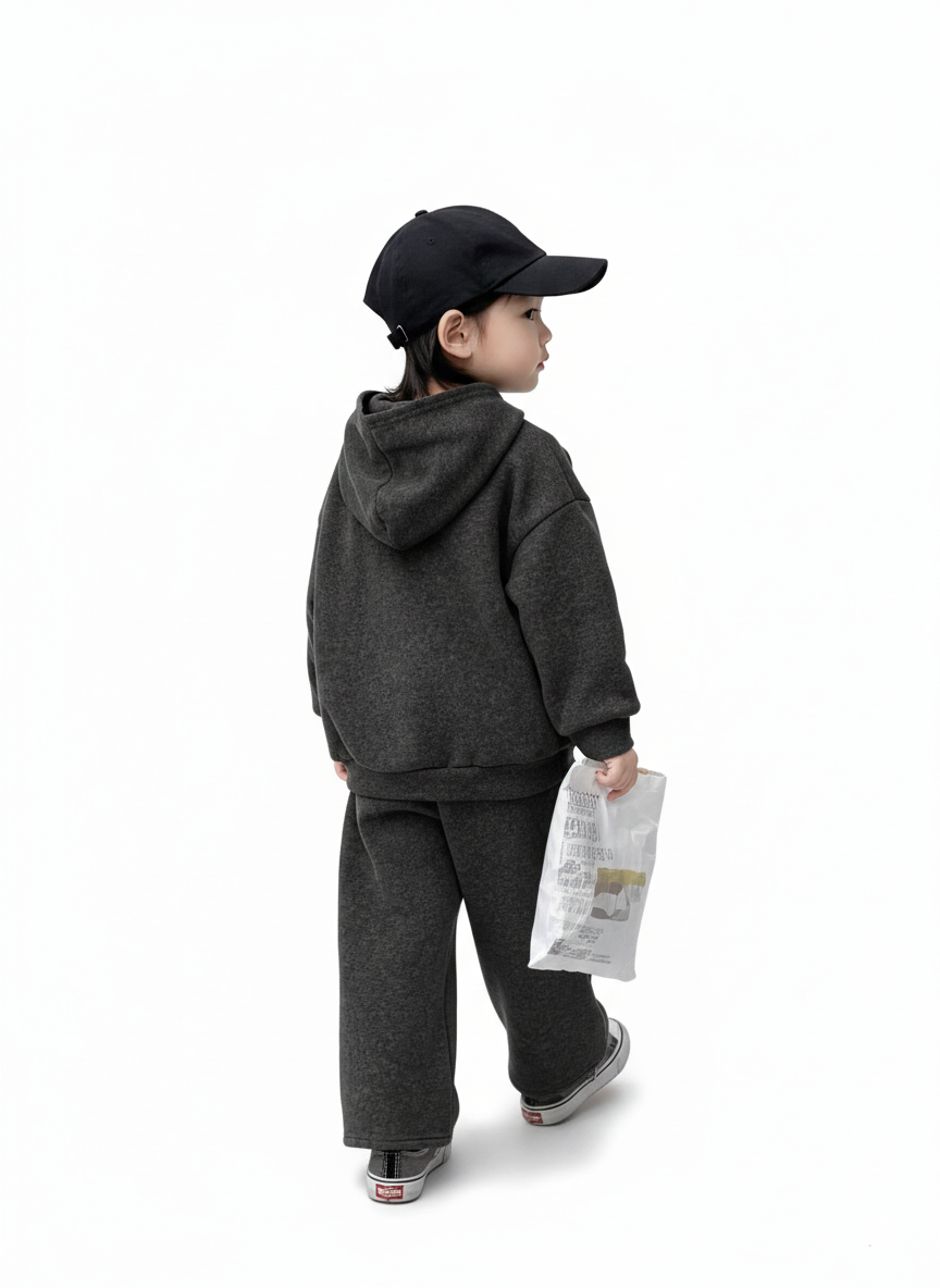RAAB Premium Charcoal Grey Brooklyn Kids Fleece Hoodie Co-Ord Set