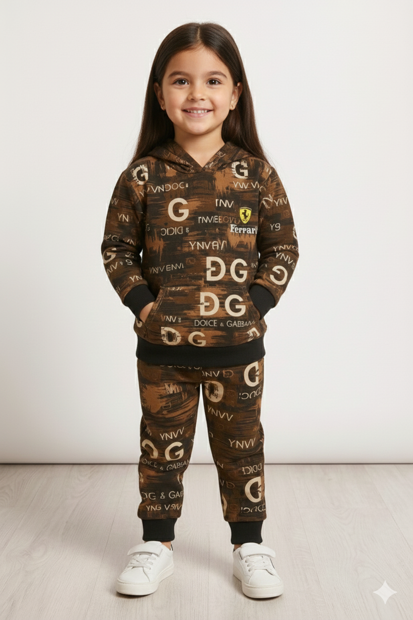 DG + Ferrari Dark Brown Winter Tracksuit (Kids)