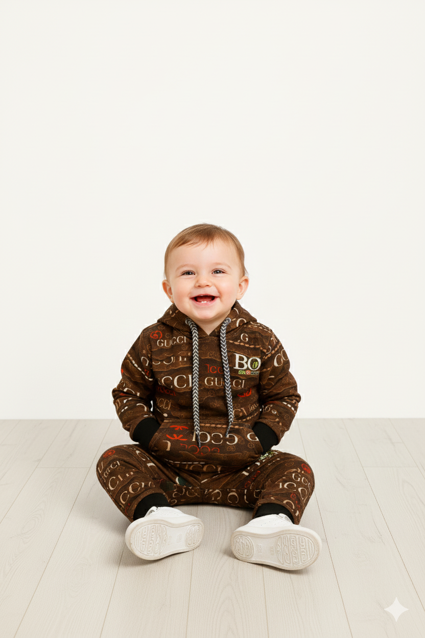 Gucci Brown Printed Winter Tracksuit (Kids)