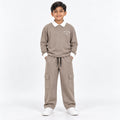 Urban Ease Kids Drop Shoulder T-Shirt & Baggy Cargo Trouser Co-Ord Set – Mushroom Taupe