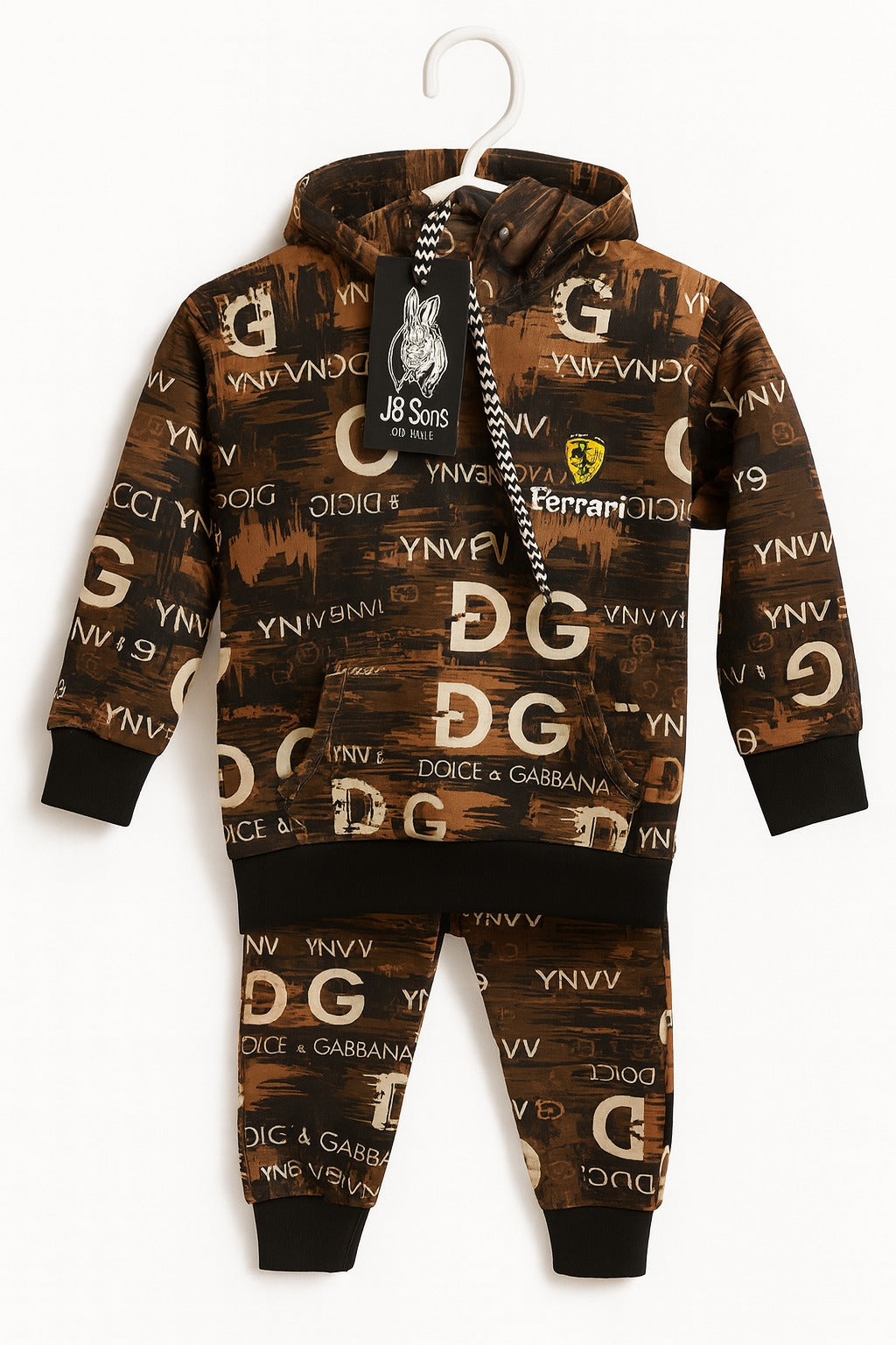 DG + Ferrari Dark Brown Winter Tracksuit (Kids)