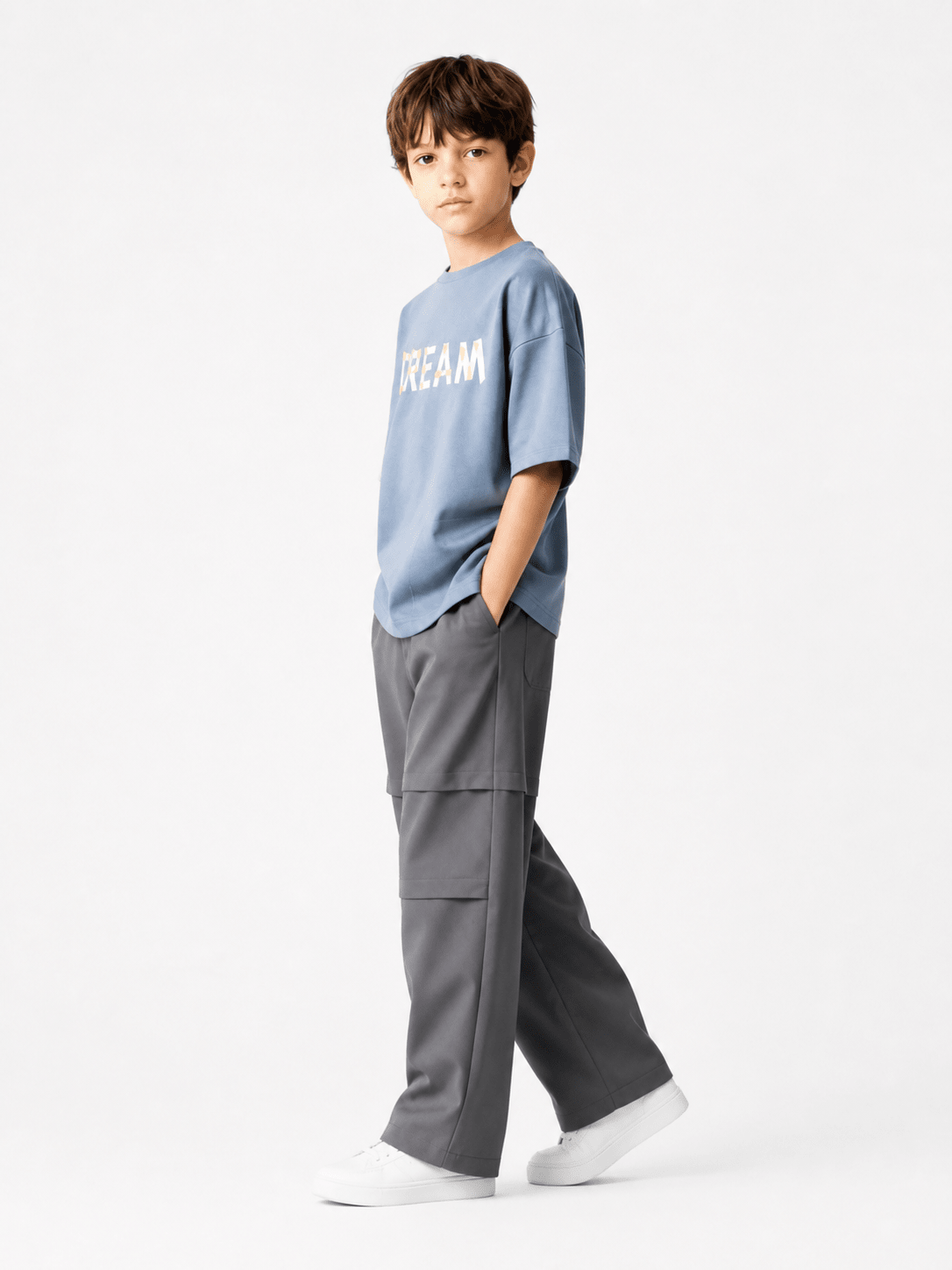 Boys Oversized “DREAM” Summer T-Shirt & Relaxed Fit Pants Set - Raab.pk