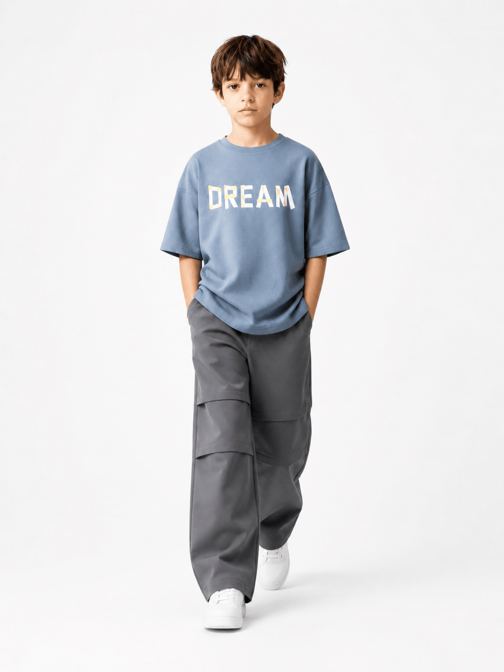 Boys Oversized “DREAM” Summer T-Shirt & Relaxed Fit Pants Set - Raab.pk