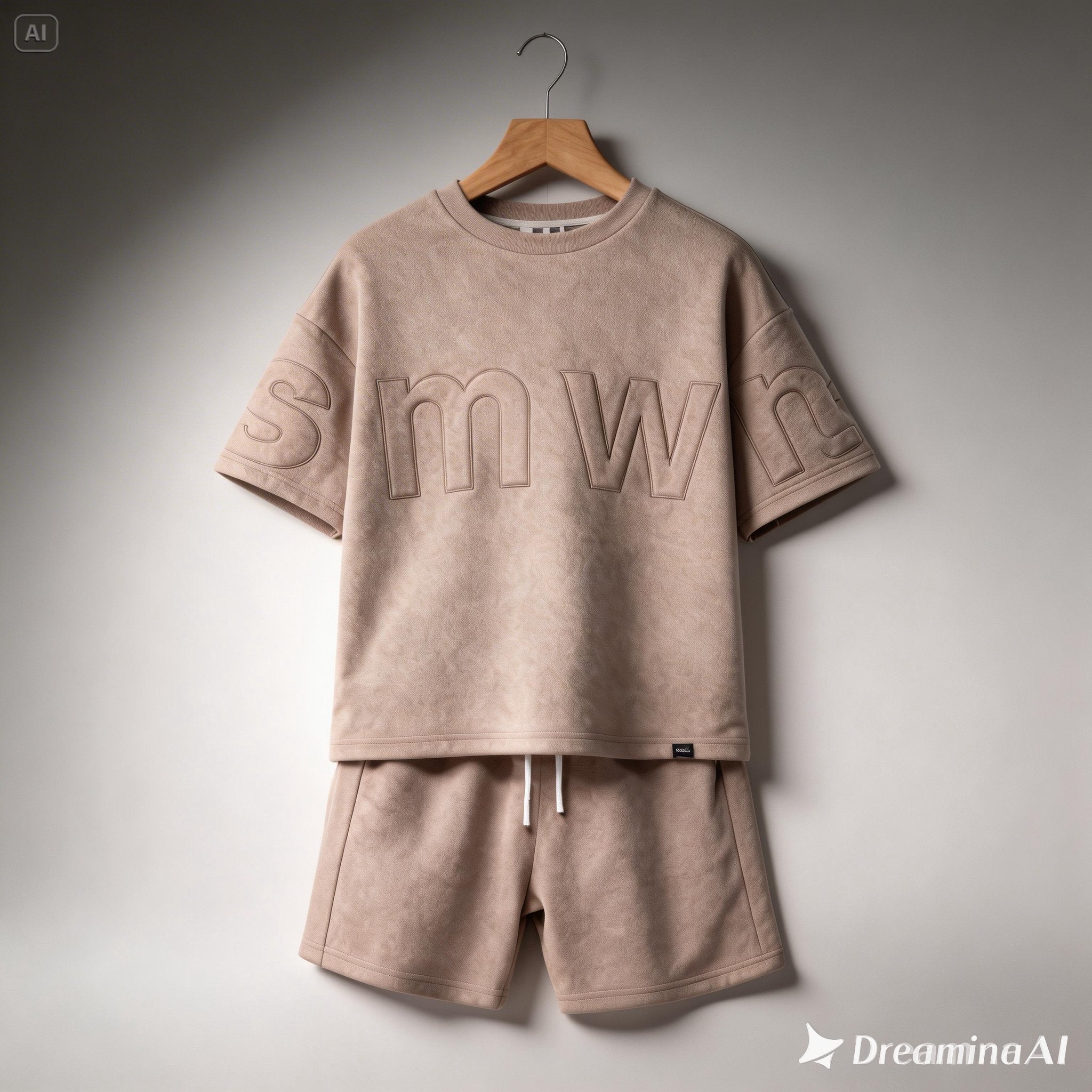 Boys SMWN Embossed Drop Shoulder T-Shirt & Shorts Casual Summer Set - Raab.pk