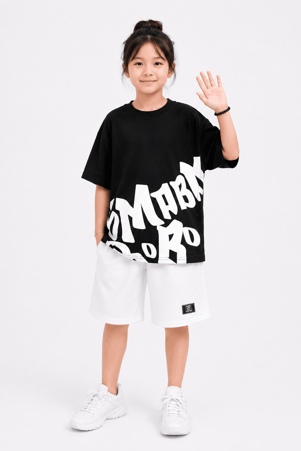 Boys Street Style Letter Print Drop Shoulder T-Shirt with Solid Shorts 2-Piece Summer Set - Raab.pk