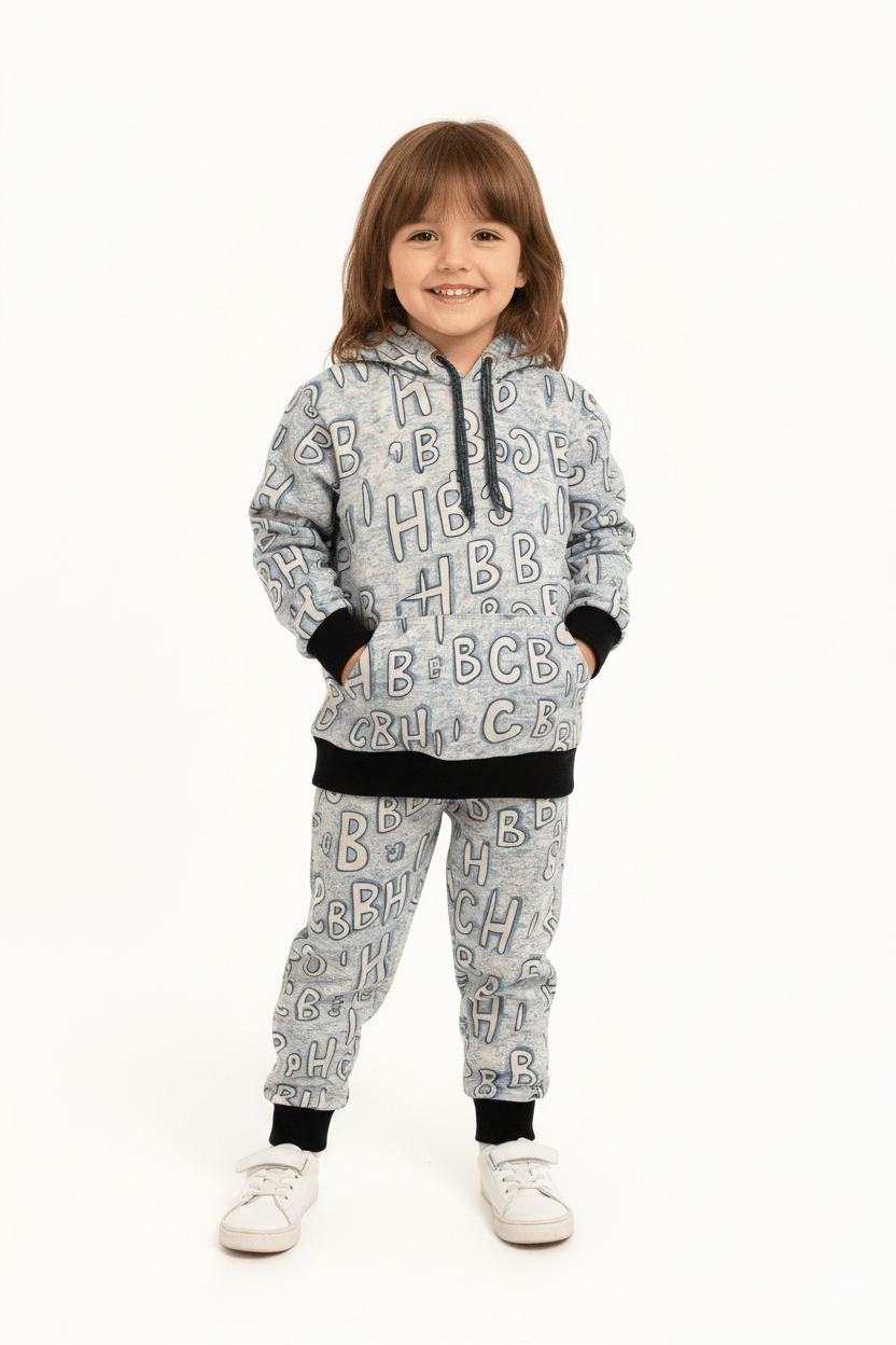 CBH Blue Letter Printed Winter Tracksuit (Kids) - Raab.pk