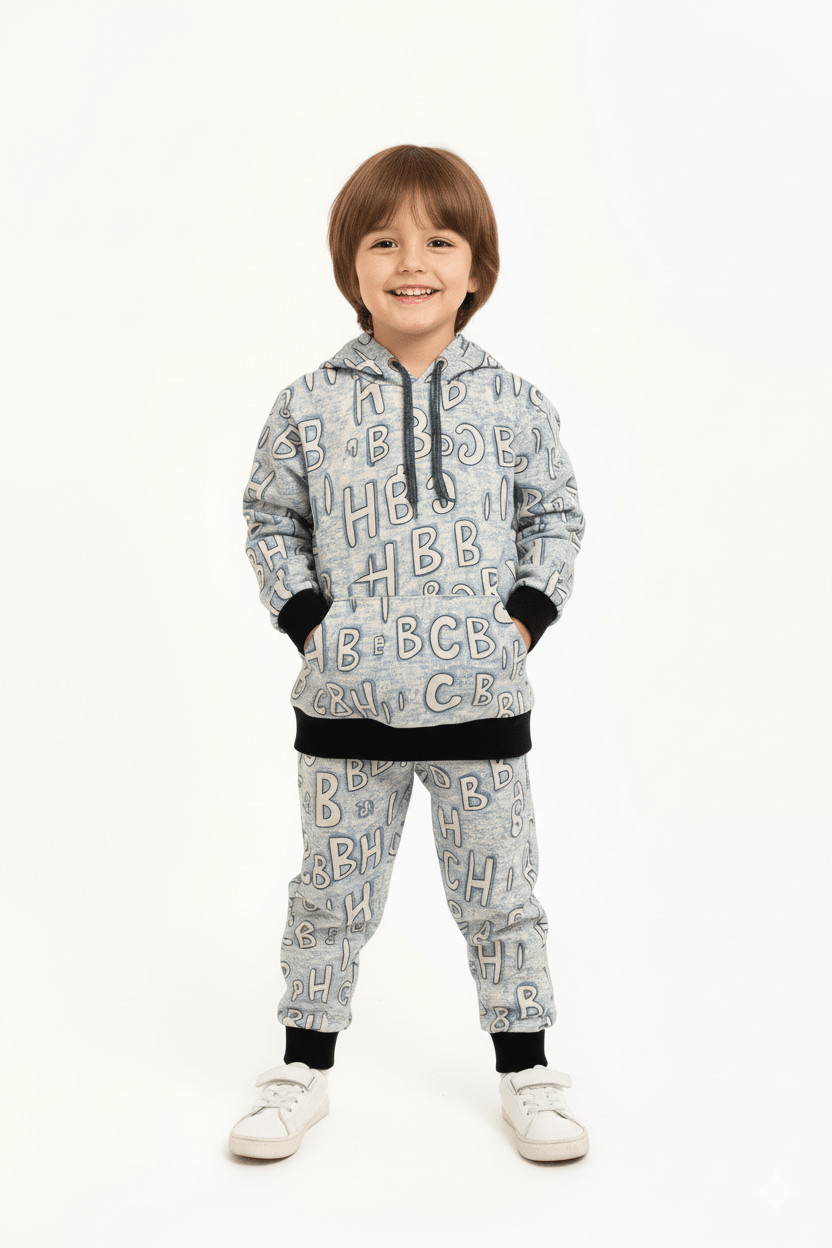 CBH Blue Letter Printed Winter Tracksuit (Kids) - Raab.pk