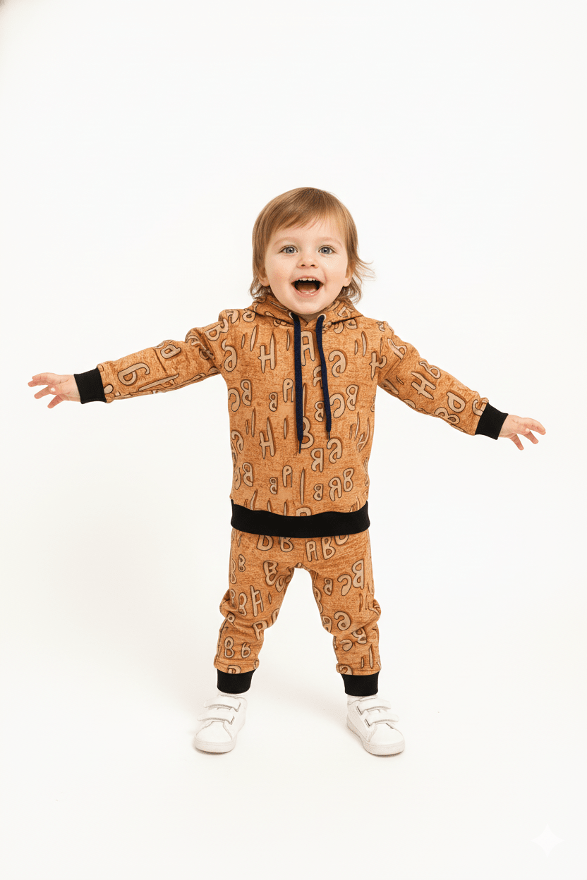 CBH Letter Printed Peach Winter Tracksuit (Kids) - Raab.pk