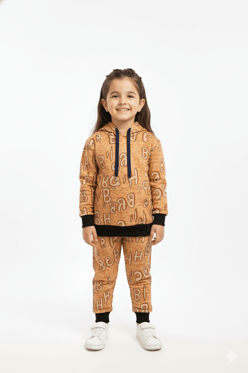 CBH Letter Printed Peach Winter Tracksuit (Kids) - Raab.pk