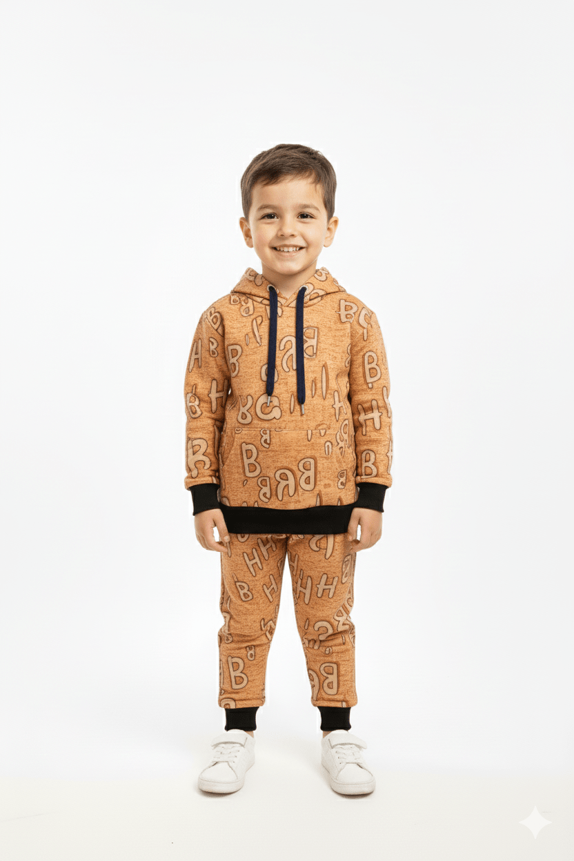 CBH Letter Printed Peach Winter Tracksuit (Kids) - Raab.pk