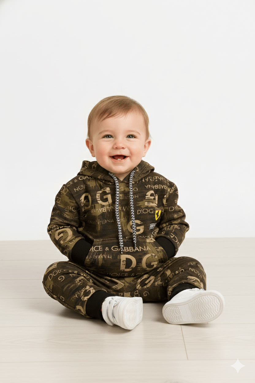 DG + Ferrari Brown Camo Winter Tracksuit (Kids) - Raab.pk