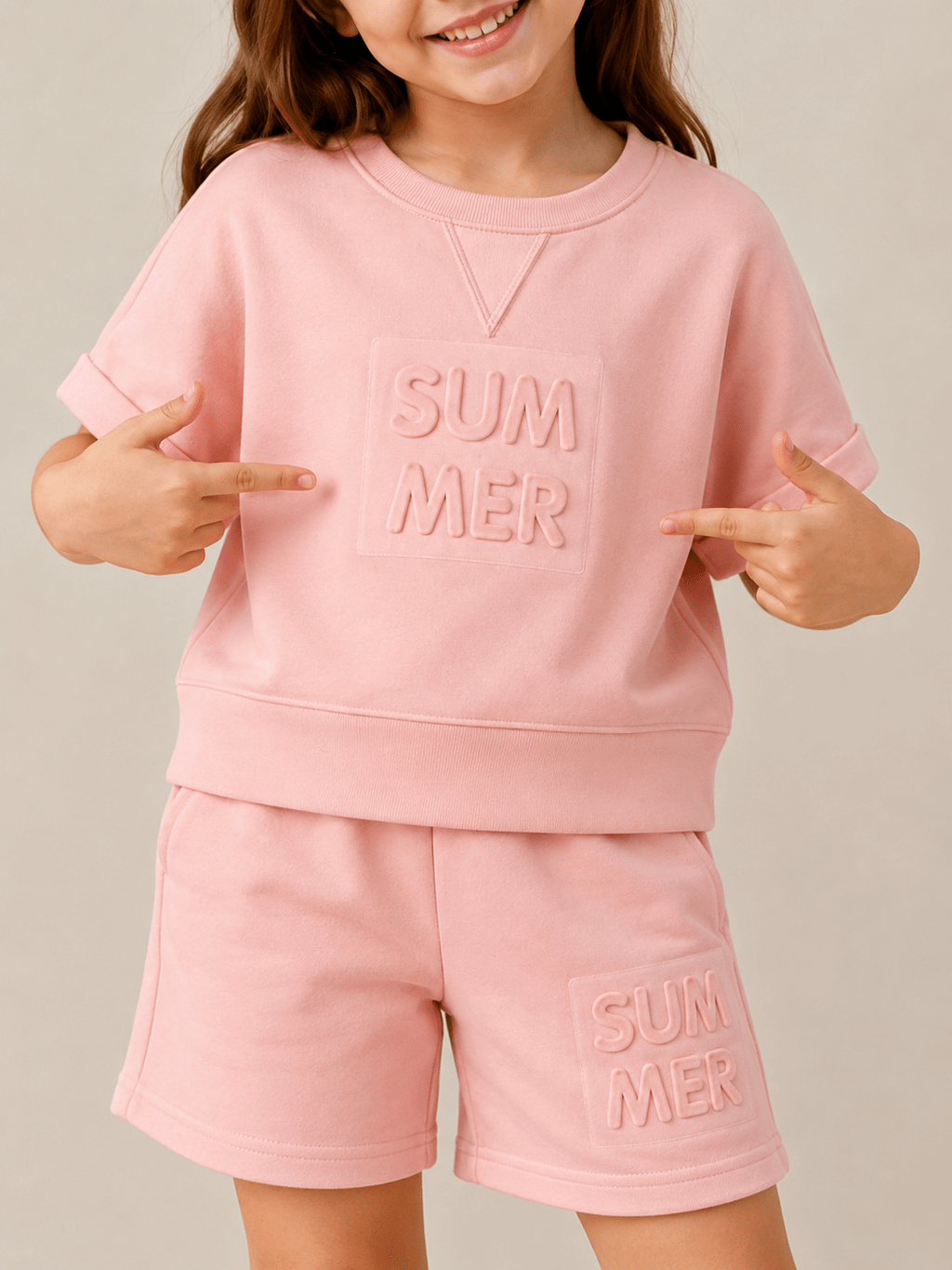 Girls Pink Summer Terry Co-Ord Set – Premium Soft Terry Fabric | New Arrival | 1-6 Years | RAAB - Raab.pk