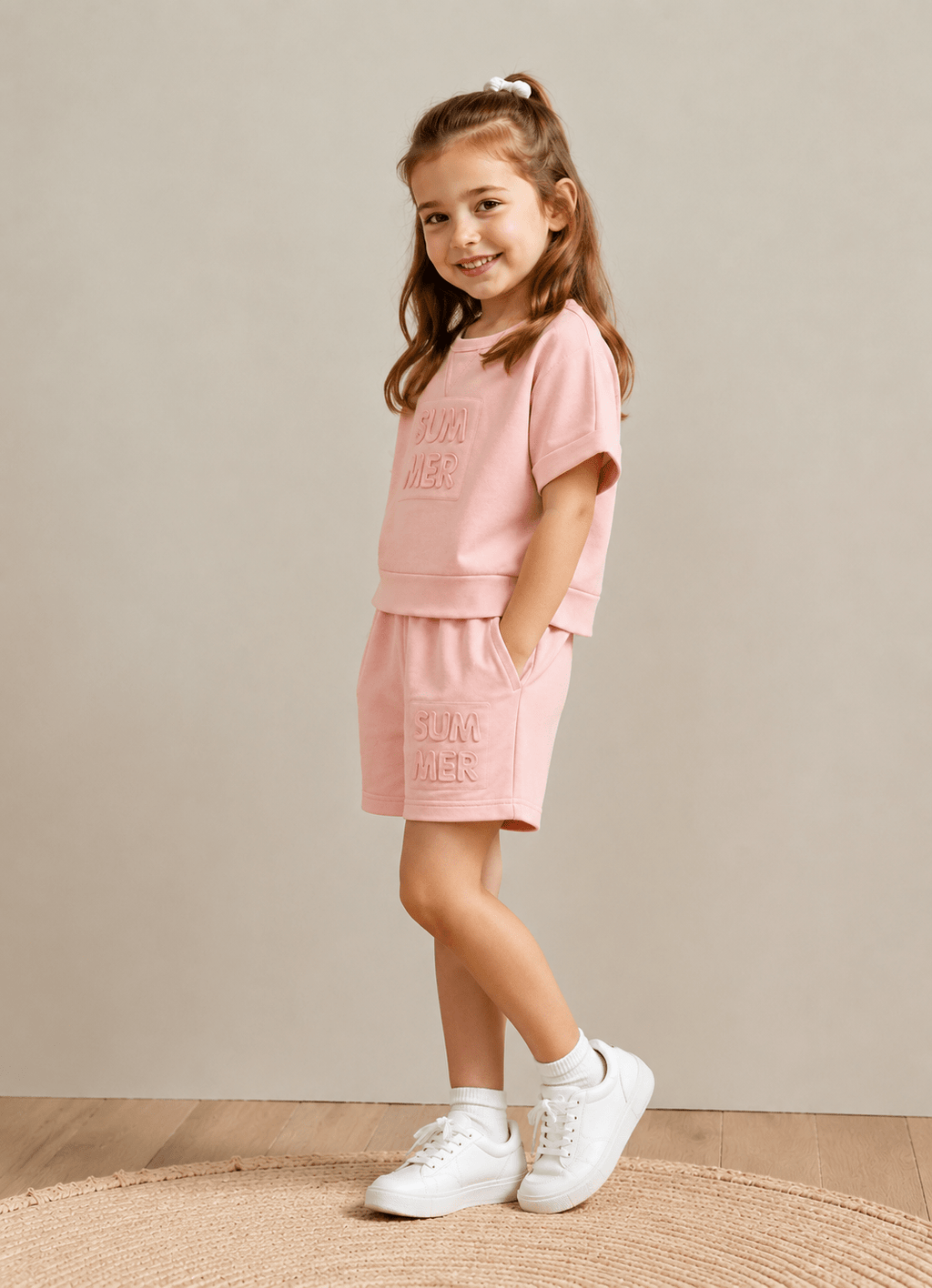 Girls Pink Summer Terry Co-Ord Set – Premium Soft Terry Fabric | New Arrival | 1-6 Years | RAAB - Raab.pk