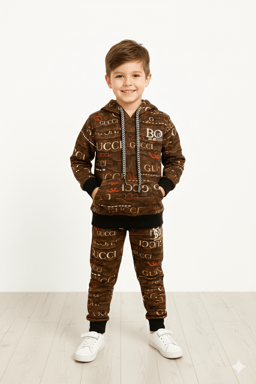 Gucci Brown Printed Winter Tracksuit (Kids) - Raab.pk