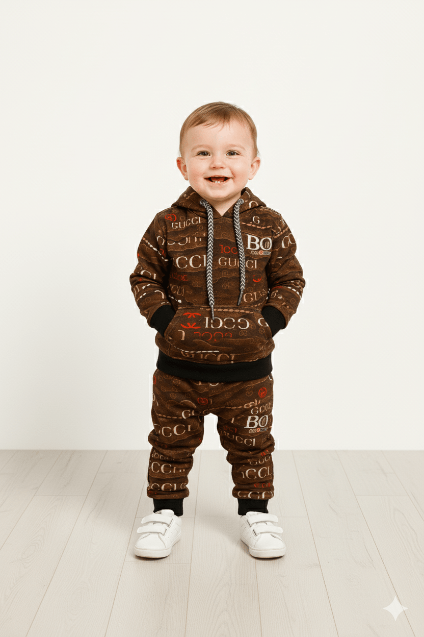 Gucci Brown Printed Winter Tracksuit (Kids) - Raab.pk