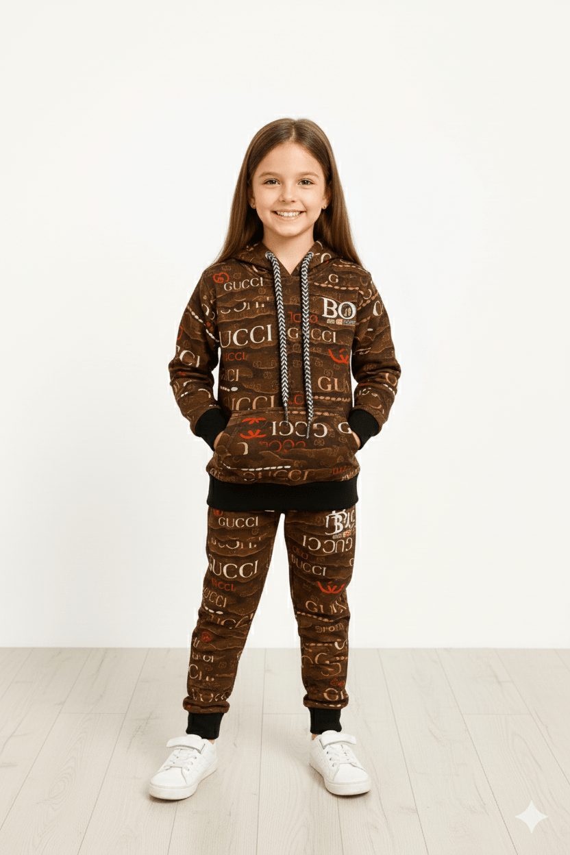 Gucci Brown Printed Winter Tracksuit (Kids) - Raab.pk