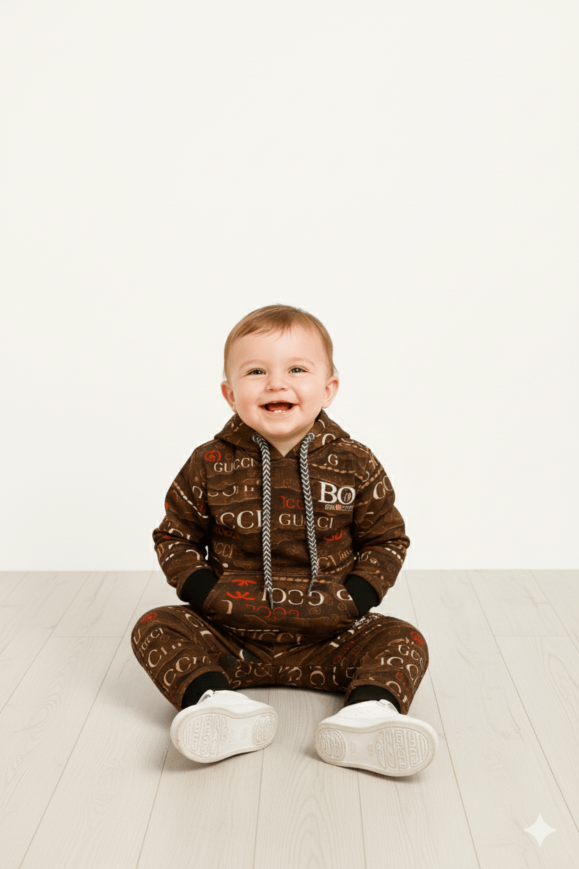 Gucci Brown Printed Winter Tracksuit (Kids) - Raab.pk