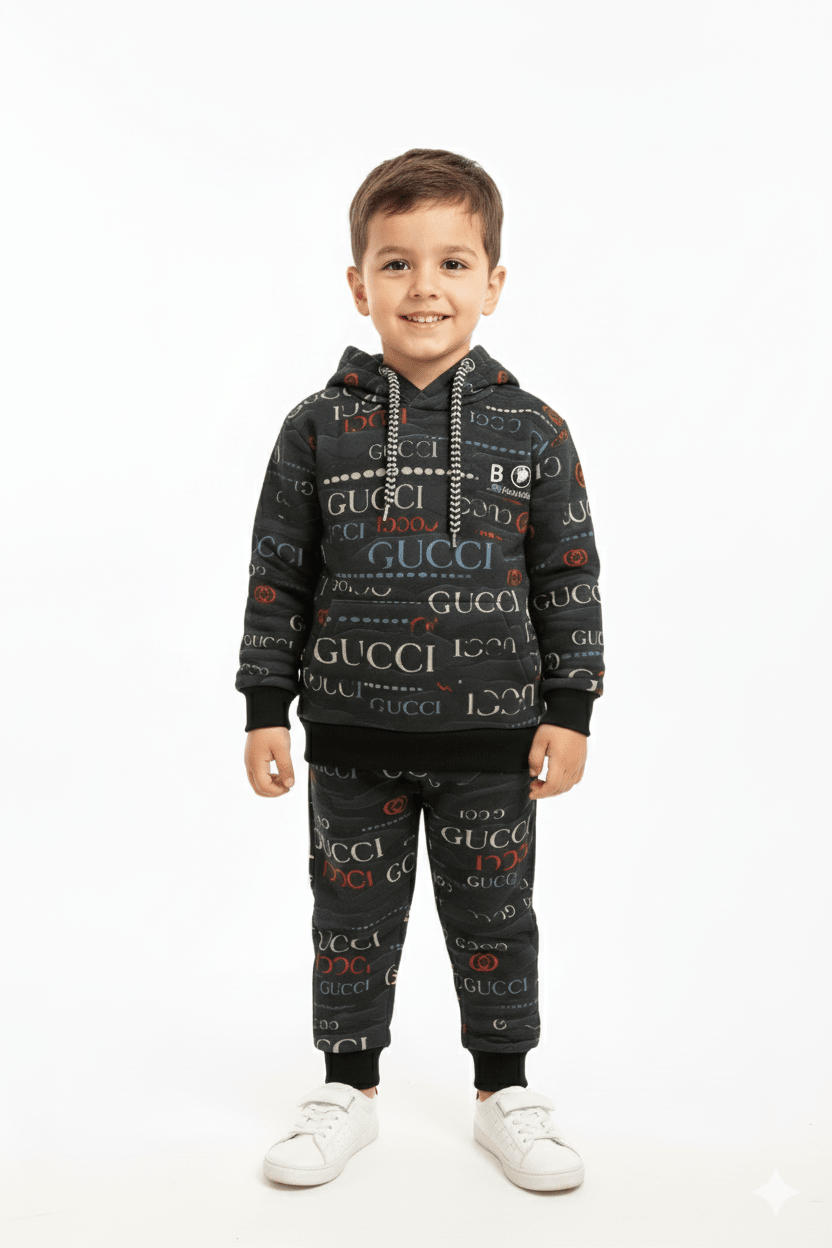 Gucci Dark Charcoal Winter Tracksuit (Kids) - Raab.pk