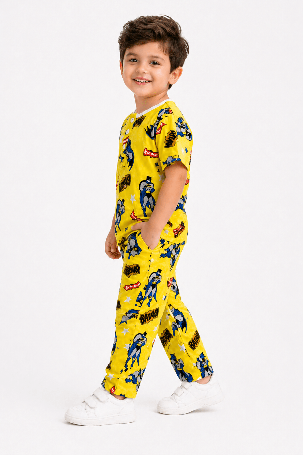 Kids Batman Printed Ice Cotton Summer Co - Ord Set - Raab.pk