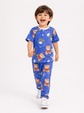 Kids Cute Teddy Bear Printed Ice Cotton Co - Ord Set - Raab.pk