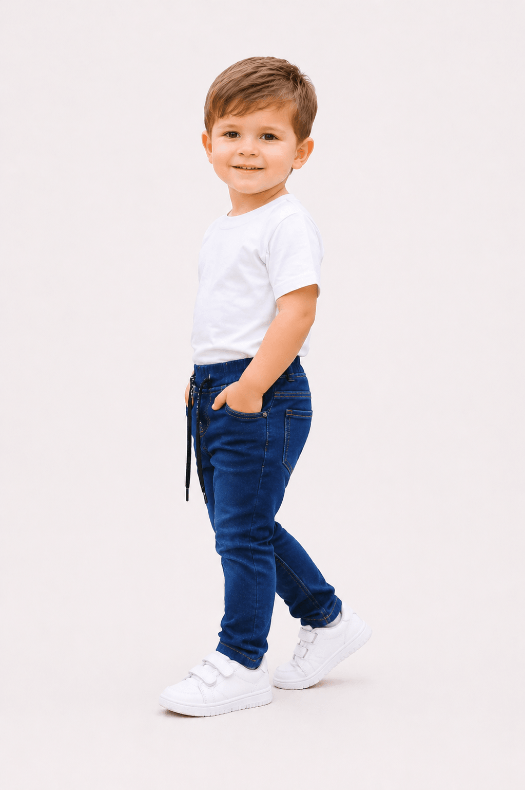 Kids Dark Blue Stretch Denim Pants – Premium Soft Fit Jeans (1–4 Years) - Raab.pk