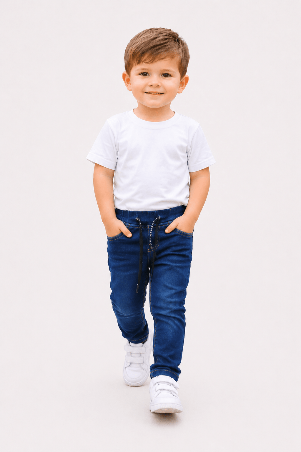 Kids Dark Blue Stretch Denim Pants – Premium Soft Fit Jeans (1–4 Years) - Raab.pk