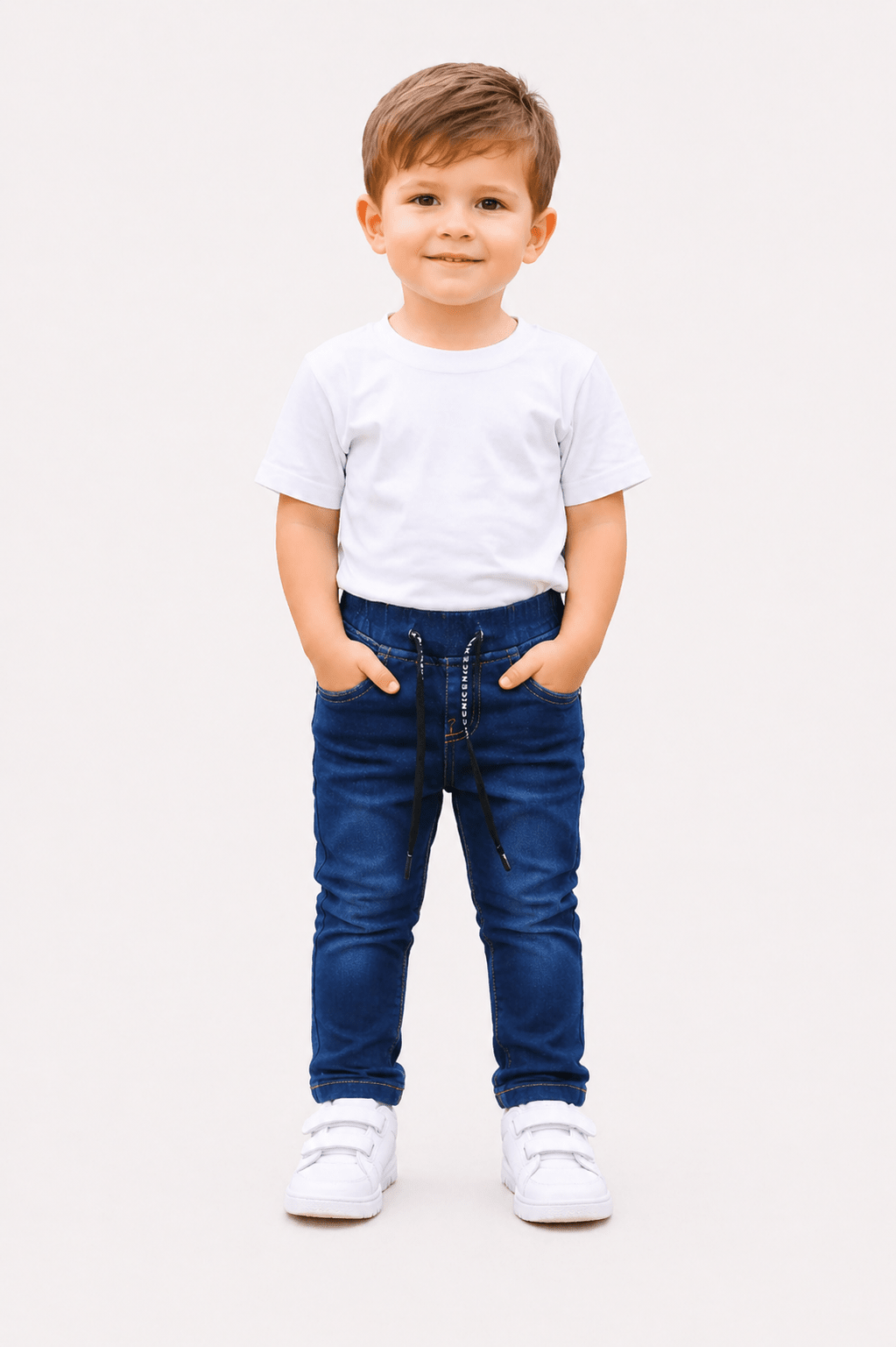 Kids Dark Blue Stretch Denim Pants – Premium Soft Fit Jeans (1–4 Years) - Raab.pk